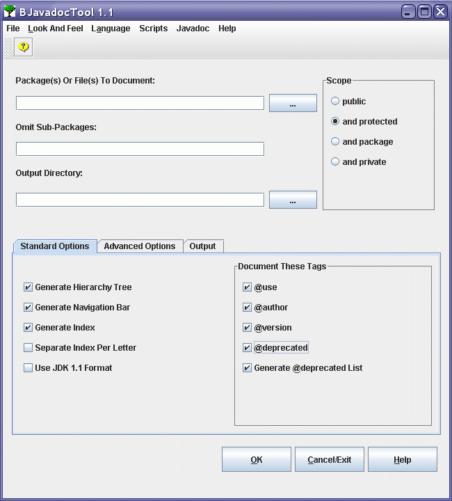 BJavadocTool User Interface